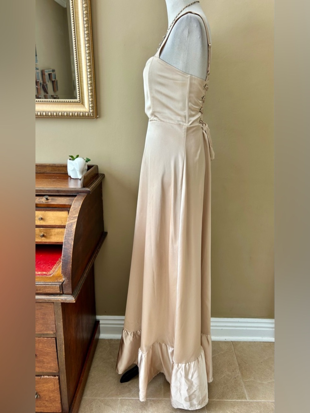 Show Me Your Mumu Clarissa Corset Dress Champagne Luxe Satin, Size M - Picture 6 of 16